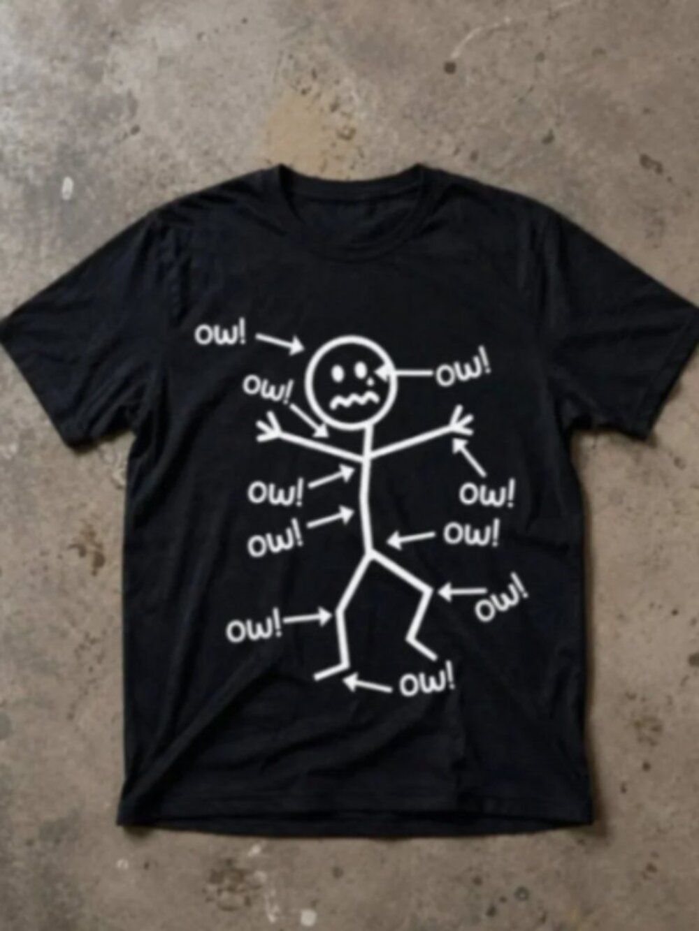 Funny Chronic Pain Stick Figure Meme Graphic Tee Black Humor Shirt
